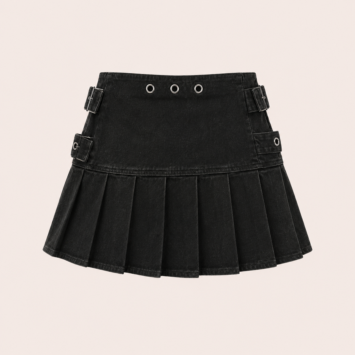Buckle Pleated Mini Skirt
