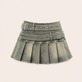 Ash Buckle Pleated Mini Skirt