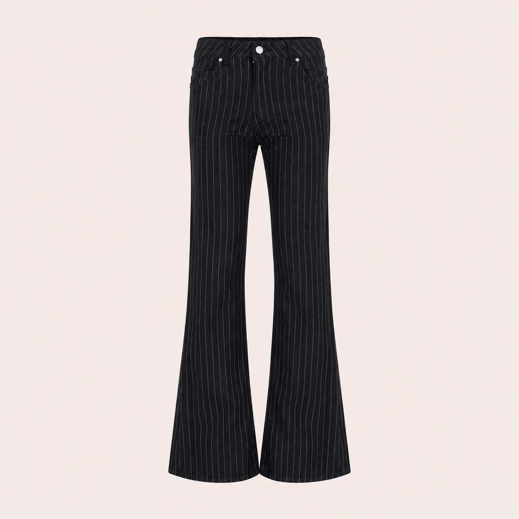 Midnight Pinstripe Flare Pants
